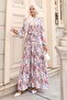 Patterned Hijab Dress Powder 584 - 4