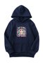 Unisex Oversize Hooded Winter Just a Girl Printed Hooded Sweatshirt - Navy Blue