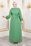 Crisp Patterned Viscose Long Hijab Dress Tsd250210 Green - 4