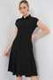 Women's Full Buttoned Belted Dress Black 1011 - 4