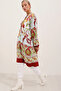 Women's Patterned Viscose Dress Burgundy 1043 - 3