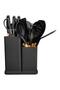 19pcs black silicone spatula set with holder—heat-resistant, BPA-free, safe for nonstick cookware.
