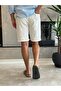 Men's Lace-Up Relaxed Fit Linen Shorts Cream Eca027 - 6