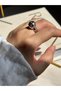 Silver Color Round Curved Stone Detailed Women's Steel Ring – Elegant and Stylish Design - 5