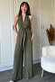 Khaki Front Tie Wide Leg Jumpsuit - 5