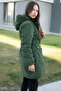 Khaki Belted Nubuck Fabric Girl's Fur Lined Hooded down Coat 21313 - 6