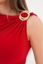 Red Waist Detailed Double Buckle Draped Sandy Fabric Stylish Midi Dress - Special Occasion, Invitation, Evening Dress - 4