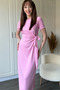 Tie-Up Pink Midi Modal Dress - 6