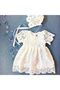 Baby Girls Lace Dress, Bonnet Set | 18-24 Months | White | Cotton | Lightweight, Breathable - 3