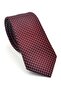 White Small Square Patterned Burgundy Woven Fabric Slim Fit Tie with Handkerchief // Sdk-2511-3