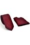 Slim Fit Tie with Red Crinkle Patterned Burgundy Woven Fabric Handkerchief // Sdk-2501-4 - 2