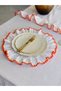 2-Piece White Linen Orange Edge Detail Ruffled American Service - 4