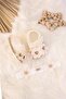 Cream Flower Decorated Baby Girl Booties Bandana Set