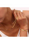 Italian Crushed Chain Gold Steel Tarnish Free 40cm 60cm and Bracelet Triple Set (Boxed) - 2
