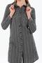 Women's Black Long Sleeve Double Pocket Striped Shirt Dress - Suitable for Hijab - 4