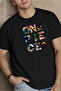 Oversize Printed T-Shirt, Oversize Unisex Black T-Shirt