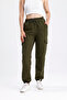 Khaki Sweatpants with Cargo Pockets and Elastic Waist - 2