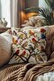 Punch Embroidery Patterned Digital Printed Colorful Bird Detailed Set of 2 Throw Pillow Cases - 2
