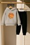Basketball Ball Printed 3 Thread Children's Tracksuit Set