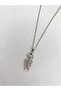 Steel Fish Figure Zircon Stone Silver Necklace - 2