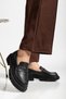 Women's Loafer Moccasin Black Skin Casual Shoes - 4