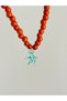 Orange Murano Glass Starfish Detailed Orange Glass Basement Bead Necklace - 4