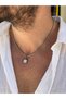 Petyr Men's Minimal Square White Onyx Natural Stone Steel Necklace - 3