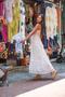 Beige Color Lace Detailed Strap Italian Dress - 4