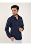Men's Regular Fit Long Sleeve Navy Blue Shirt - 4