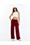 Burgundy Wide Leg Modal Fabric Women's Sweatpants - 3