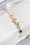 Brass Colorful Zircon Stone Geometric Model Gold Color Women's Bracelet Tj-Bb7689