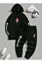 Unisex Women/Men Bepand Custom Printed Cotton Oversize Jogger Hooded Sweatshirt Bottom Top Set