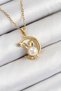 316L Steel Pearl Detailed Crescent Rabbit Model Gold Color Women's Necklace - Tj-Bko10347