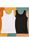 Women's 100% Cotton Jacquard Soft Fabric Thick Strap 2-Piece Undershirt Qi̇3K13Lk5E.2L