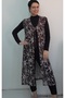 Brown Floral Print V Lace-Up Sleeveless Tulle Vest - 3