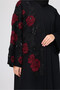 Embroidery Red Roses Beaded Abaya - 3