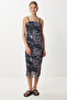 Draped Patterned Tulle Dress with Straps Lan0049 Anthracite - 2