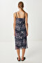 Draped Patterned Tulle Dress with Straps Lan0049 Anthracite - 6
