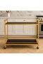 FFD Elegant 2-Tier Serving Cart with Wheels – Bar Cart for Kitchen, Dining & Living Room 80x40x90c - 4