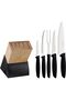 6-Piece Knife Set with Stainless Steel Blades and Black Polypropylene Handles