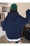 'plus size' Women's Navy Blue Oversize Nice Printed Sweatshirt - 2