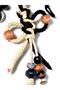 Unisex Handmade Paracord Knitted Wooden Bead and Metal Detailed Bag Charm Keychain - 5