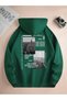 Unisex City and Mountain Printed Oversized Winter 3 Thread 100% Cotton K Hooded Sweatshirt Hoodie