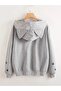 Gray Eared Cat Design Hooded Sweatshirt - 2
