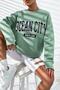 Plus Size Crew Neck Ocean City Maryland Printed Sweatshirt Water Green