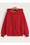 Merry Christmas Printed Red Zipper Hooded Jacket - 2