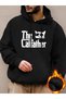 Unisex the Catfather Printed Oversized Winter 3 Thread 100% Cotton K Hooded Sweatshirt Hoodie