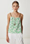 Bead Detailed Patterned Linen Blouse Lfh0006 Stone Green - 2