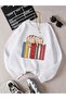 Sleeping Cat on Book Printed Crew Neck Oversize Unisex Sweatshirt - Thick with 3 Thread Ridding