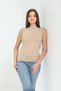 90% Cotton 10% Lycra Body-Fitting Soft Touch Women's Turtleneck Comfortable Casual Sleeveless Bodysuit - 7